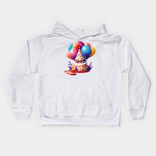 birthday cake with balloons Kids Hoodie